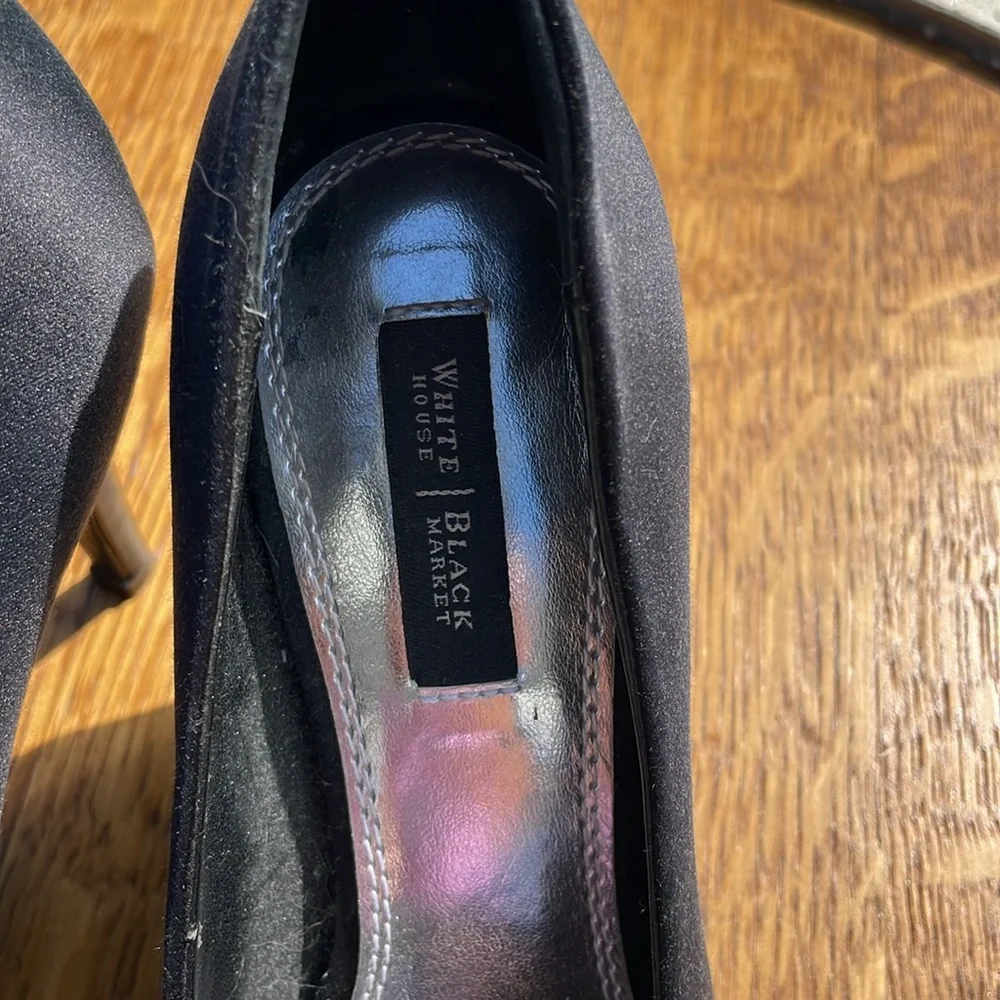WHBM | Gorgeous Black Satin Heels | Size 6.5